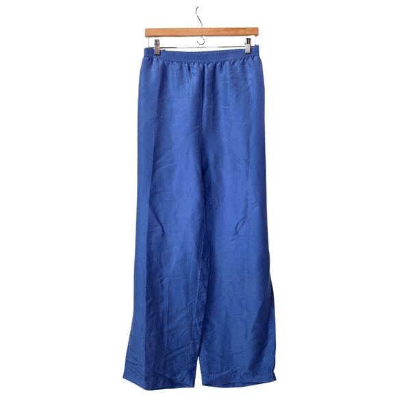 Jessica Holbrook Pants - 100% Silk Wide Leg Pants Plus Size 1X Pull On Elastic Resortwear Lagenlook Beach